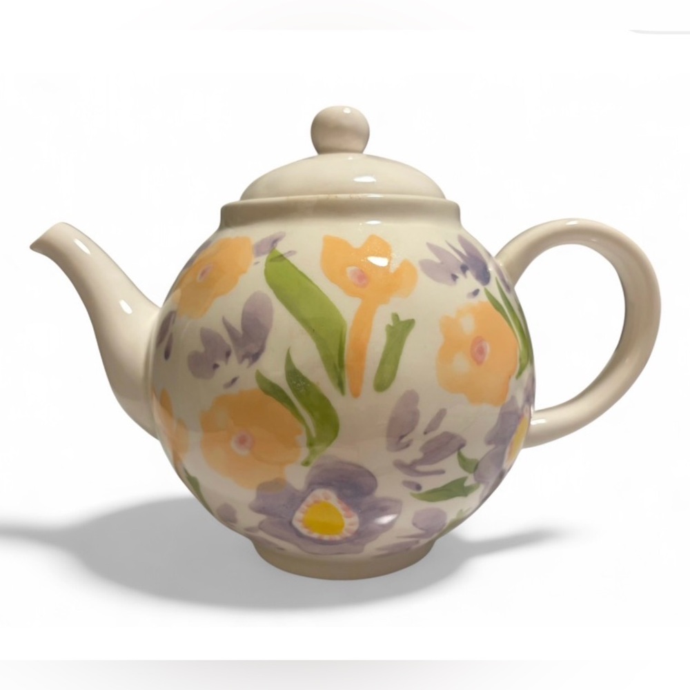 Threshold Floral Watercolor Pastel Spring Easter Ceramic Teapot